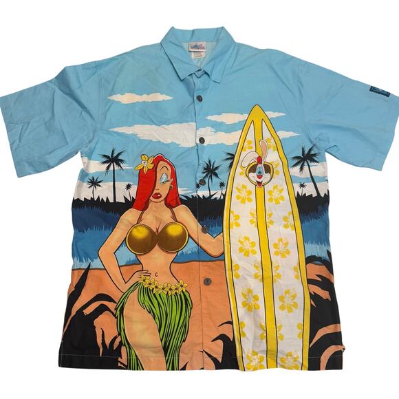 VTG Disneyland Roger Rabbit Jessica Hawaiian Button shirt Adult size M 90s Y2K - Picture 1 of 6
